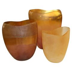 Three Steve Chase Retailed Murano Vases