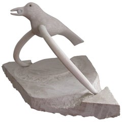 "Bird Arc" Carved Limestone Sculpture by Tina White Anton
