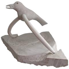 "Bird Arc" Carved Limestone Sculpture by Tina White Anton 12