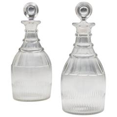 Pair of Slice and Flute Cut Georgian Decanters