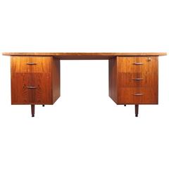 Danish Mid-Century Rosewood Writing Desk with Five Drawers