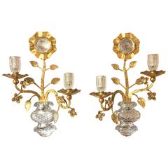 Pair of Maison Baguès Style Floral Sconces, 1950s
