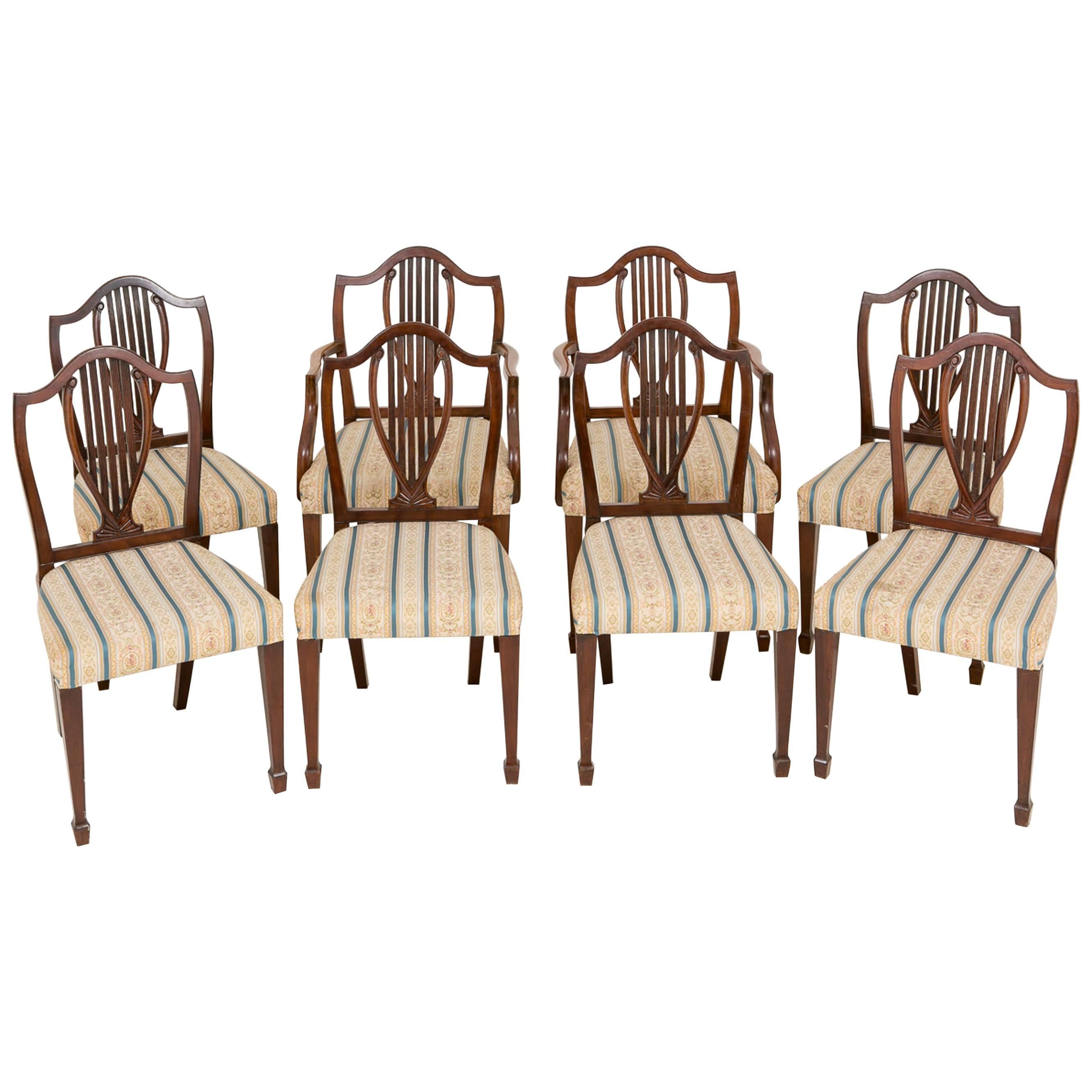 Set of Eight Hepplewhite Influenced Chairs For Sale