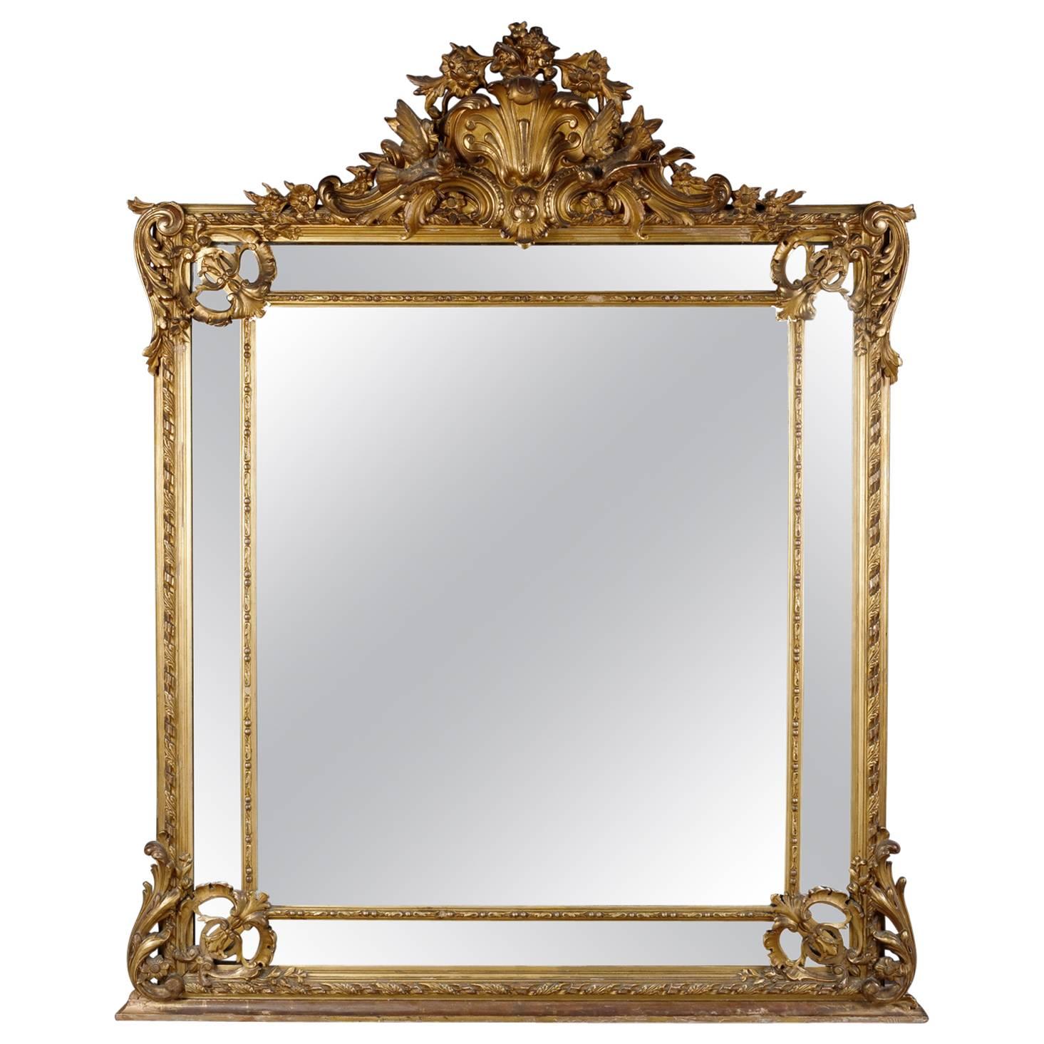 19th Century Napoleon III Gilded Salon Mirror For Sale