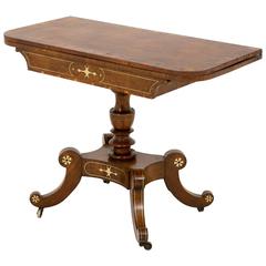 Stunning Regency Hand Cut Brass Inlaid Pollard Oak Tea Table