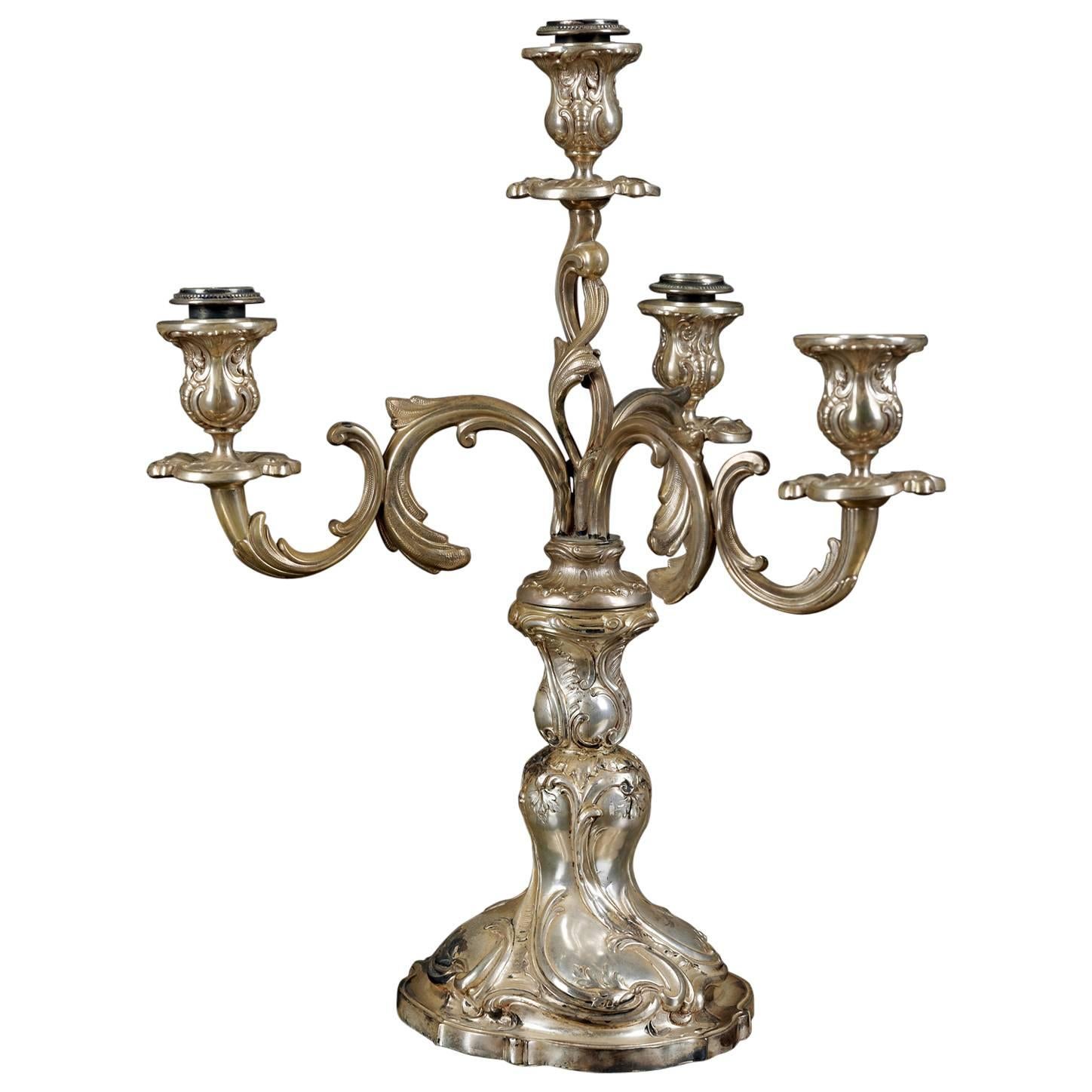 19th Century Silver Plated Altar Candlestick Wired as Lamp at 1stDibs