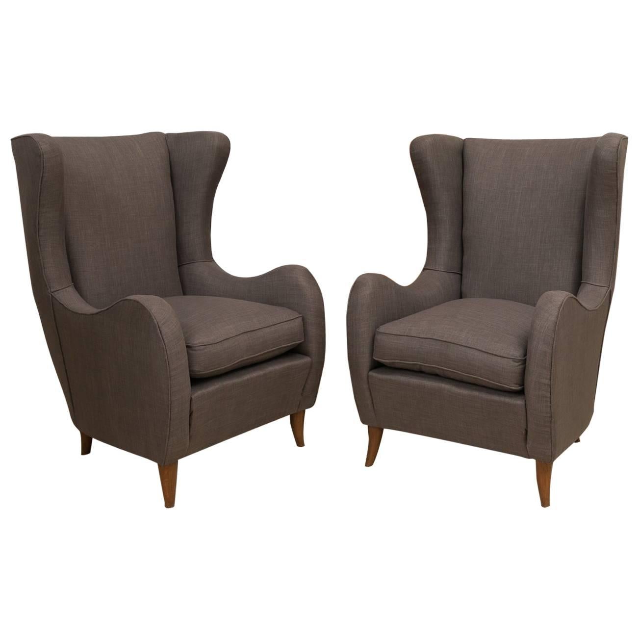 Pair of Italian Lounge Chairs For Sale