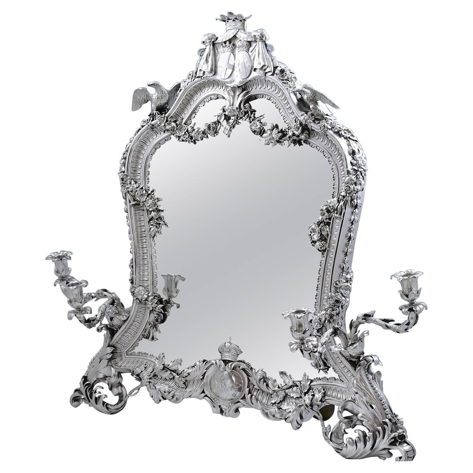 Royal, French Silver Dressing Table Mirror