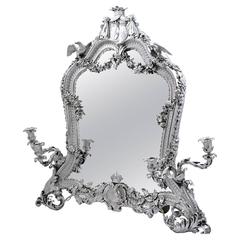 Antique Royal, French Silver Dressing Table Mirror