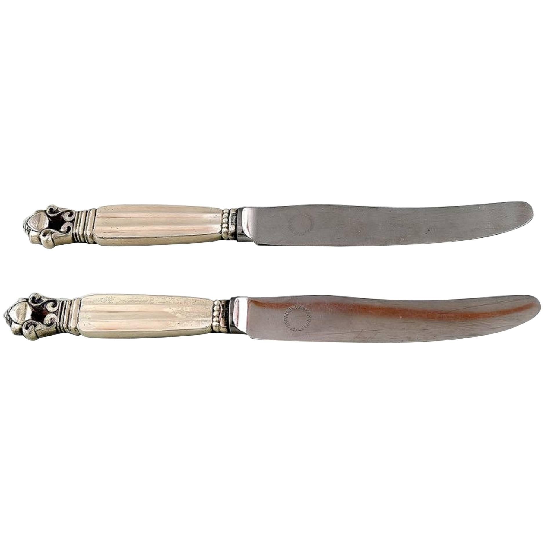 "Acorn" Silver Cutlery Georg Jensen Two Fruit Knives