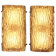 Pair of Kalmar Texured Glass Sconces or Wall Lights, 1950s 5