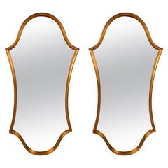 Pair Hollywood Regency Faux Gilt Mirrors After Lebarge