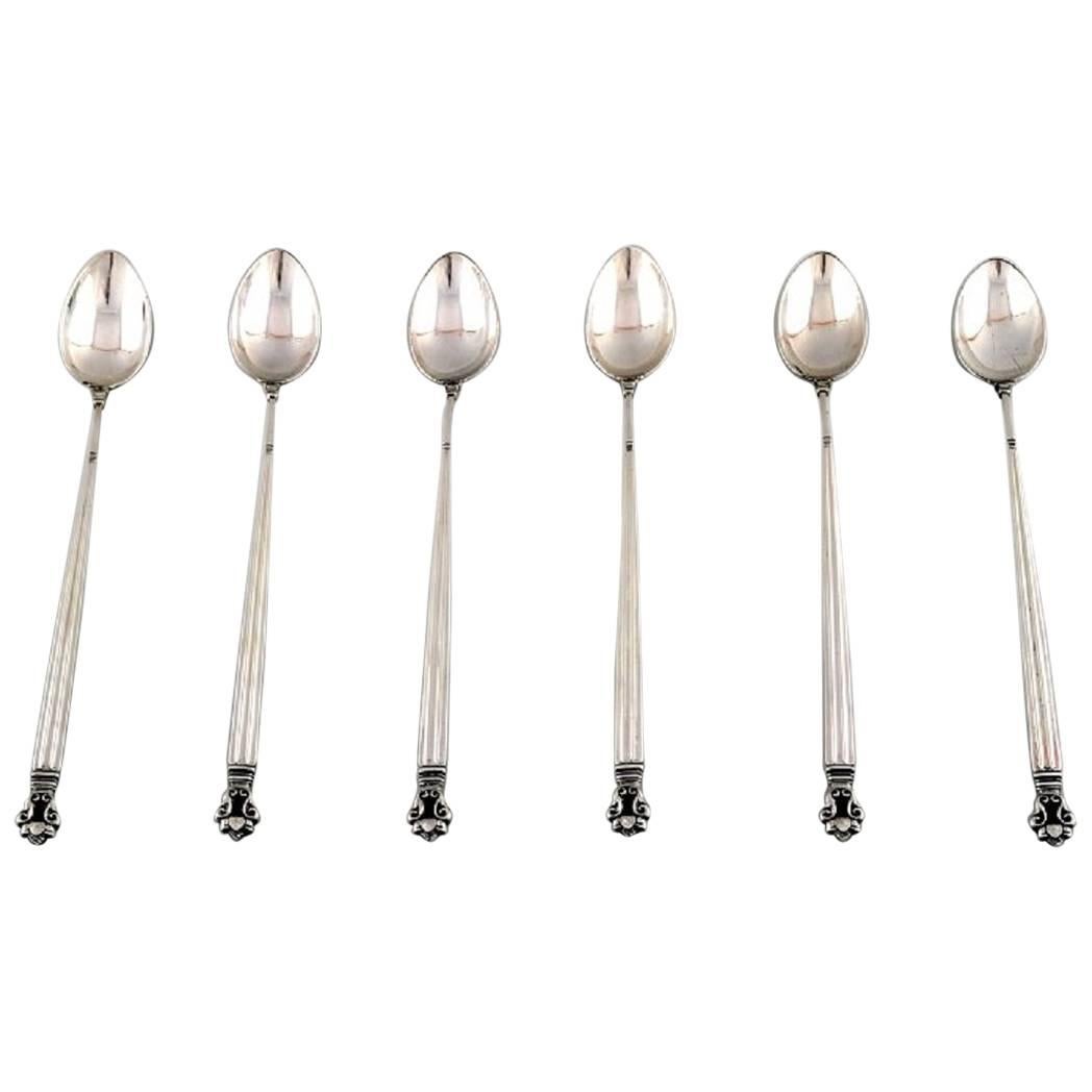 Early Georg Jensen Silver "Acorn" Cocktail Spoons, Six Pieces