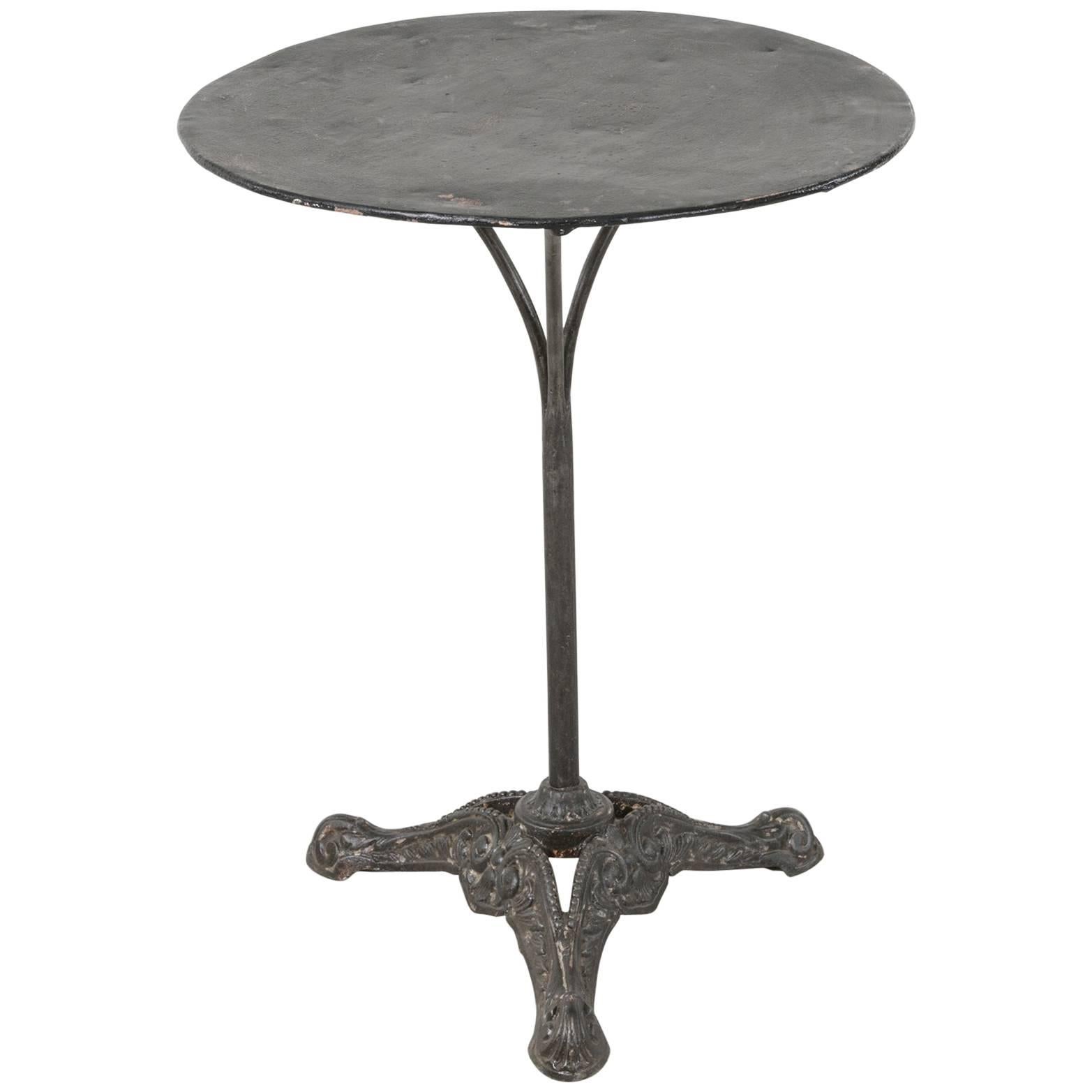 20th Century French Cast Iron Bistro Pub Side Table with Painted Metal Top