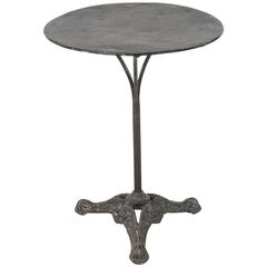 Antique 20th Century French Cast Iron Bistro Pub Side Table with Painted Metal Top