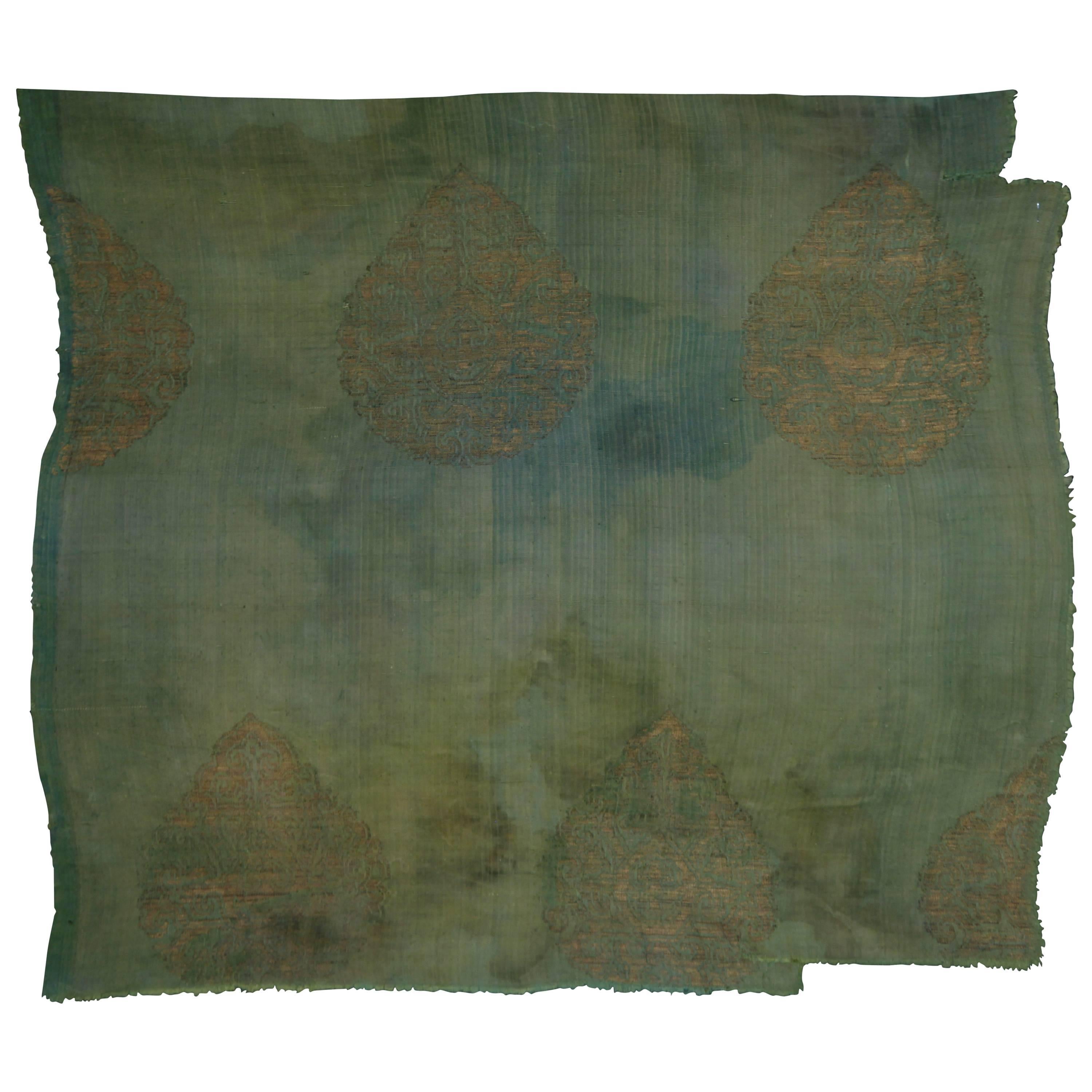 Antique Chinese Silk Textile Brocade Gilded, 13th-15th Century For Sale