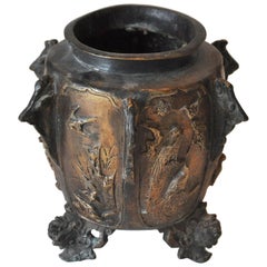 Antique 19th Century German Bronze Footed Urn