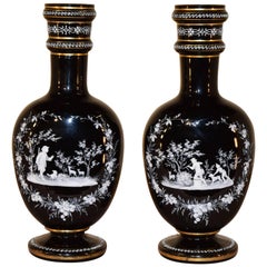 19th Century Pair of Mary Gregory Vases with Hunting Scenes