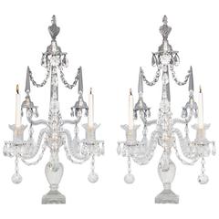 Superb Pair of George III Period Cut-Glass Candelabra by William Parker