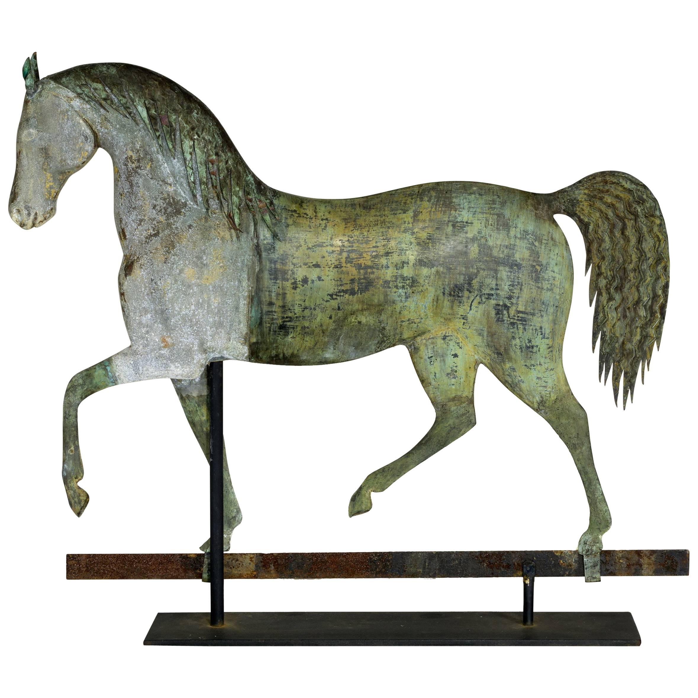Exceptional Copper and Zinc Horse Weathervane