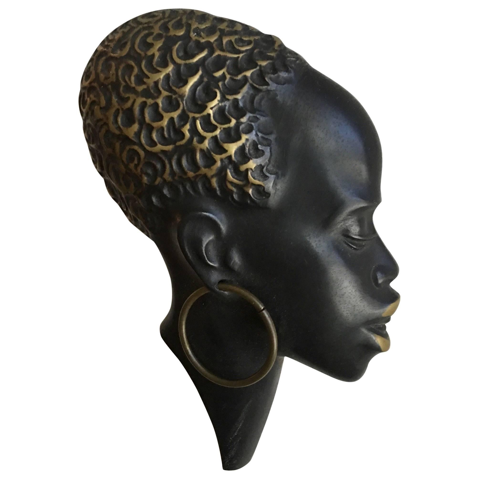 Hagenauer Style Bronze African Female Head Wall Decoration - Super sale For Sale