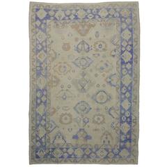 Modern Turkish Oushak Rug with Transitional Style in Majorelle Blue 10