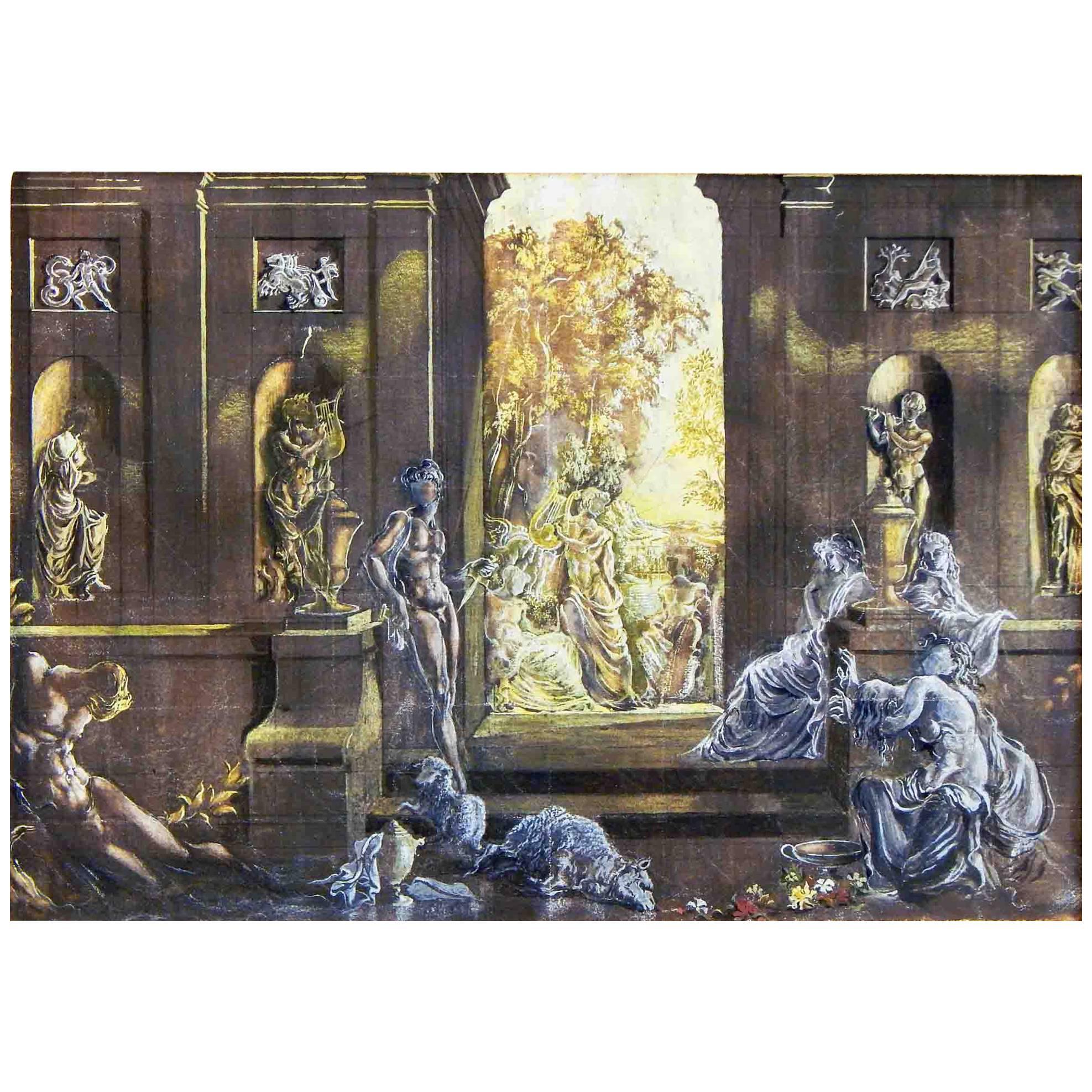 "Orpheus and His Companions, " Surrealist Masterpiece with Male Nudes For Sale