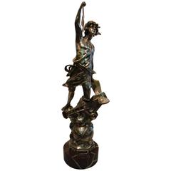 Art Nouveau Aviation Silvered Sculpture Trophy, France, 1910s 8