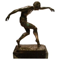 Art déco Devil – Faun – Satyr-Skulptur aus versilberter Bronze, 1920er Jahre