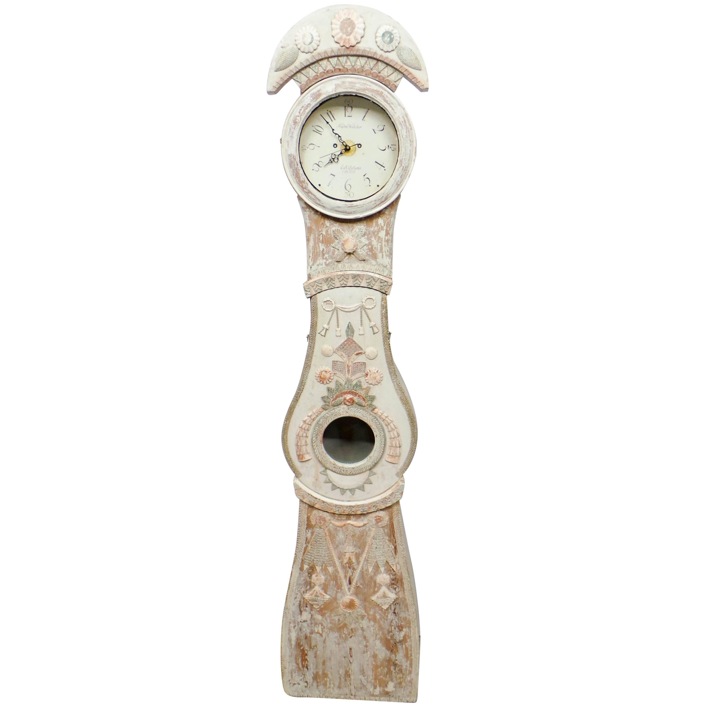 100% Original Painted Swedish Long Case Mora Clock