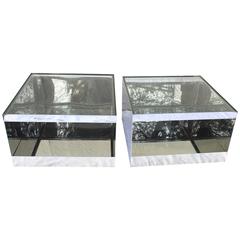 Pair of Polished Steel Joe D'urso Tables