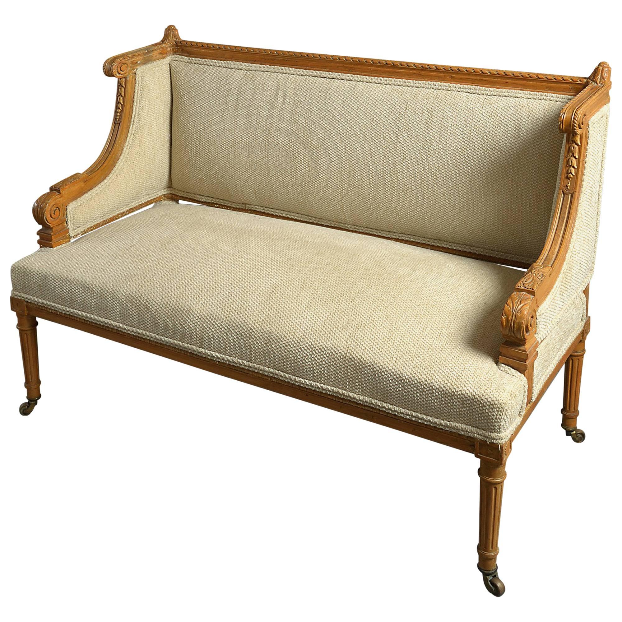 19th Century Louis XVI Style Carved Beechwood Canapé or Sofa