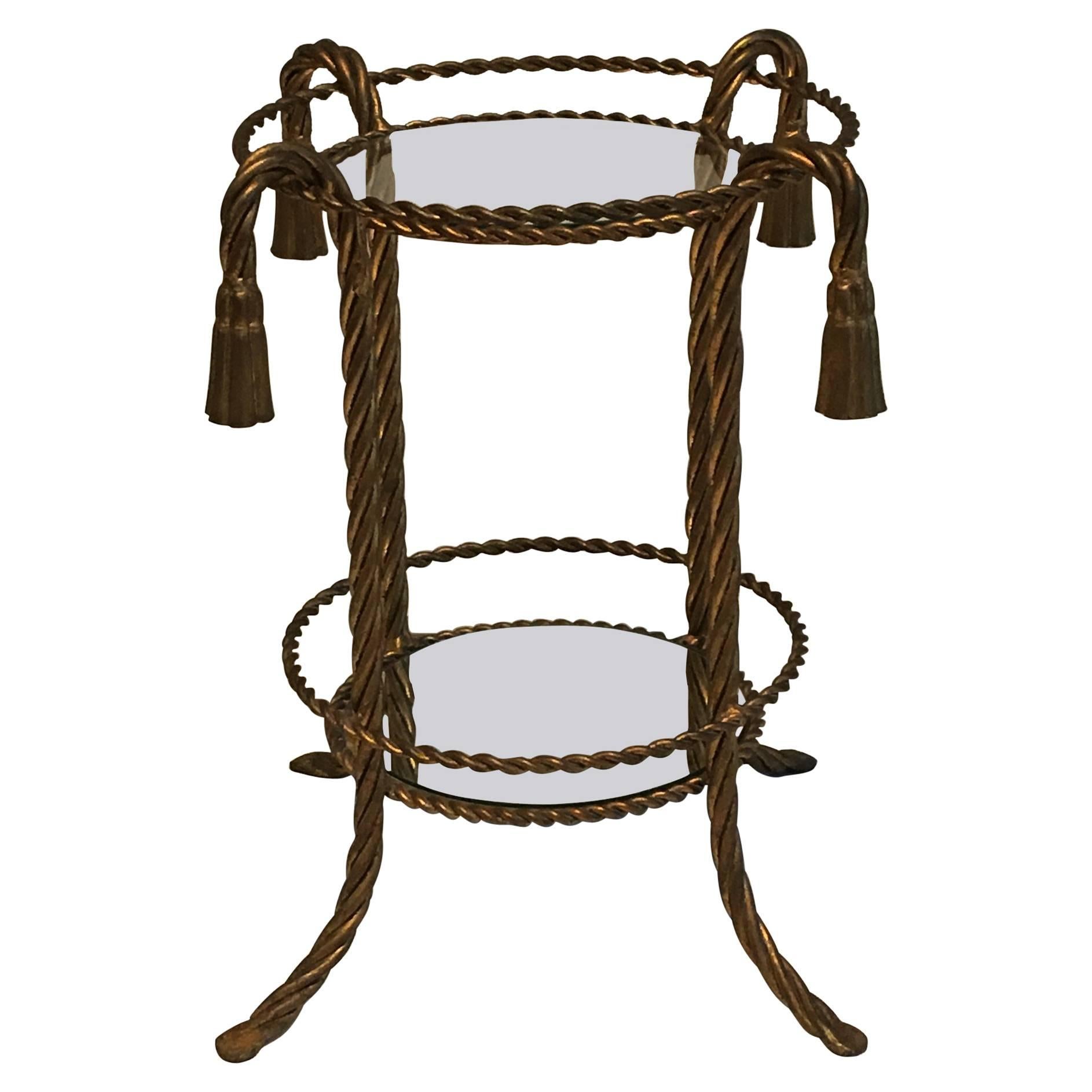 Italian Hollywood Regency Gilded Side Table by Li Puma Firenze, 1950s For Sale
