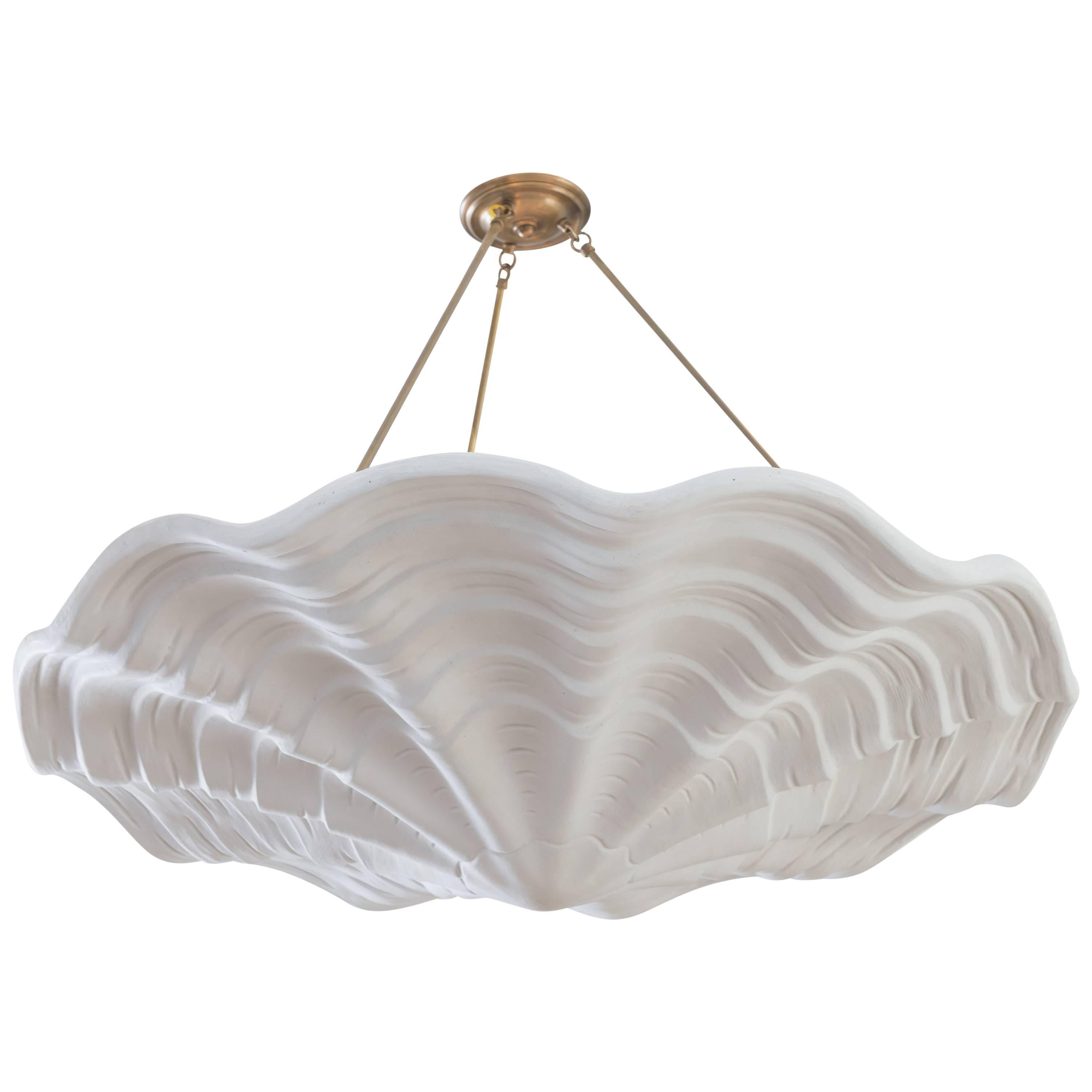 Styled in the Manner of Frances Elkins 1930s Plaster Shell Chandelier For Sale