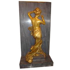 Original 19th Century Museum Qty French Bronze Lady Sculpture Alfred Boucher
