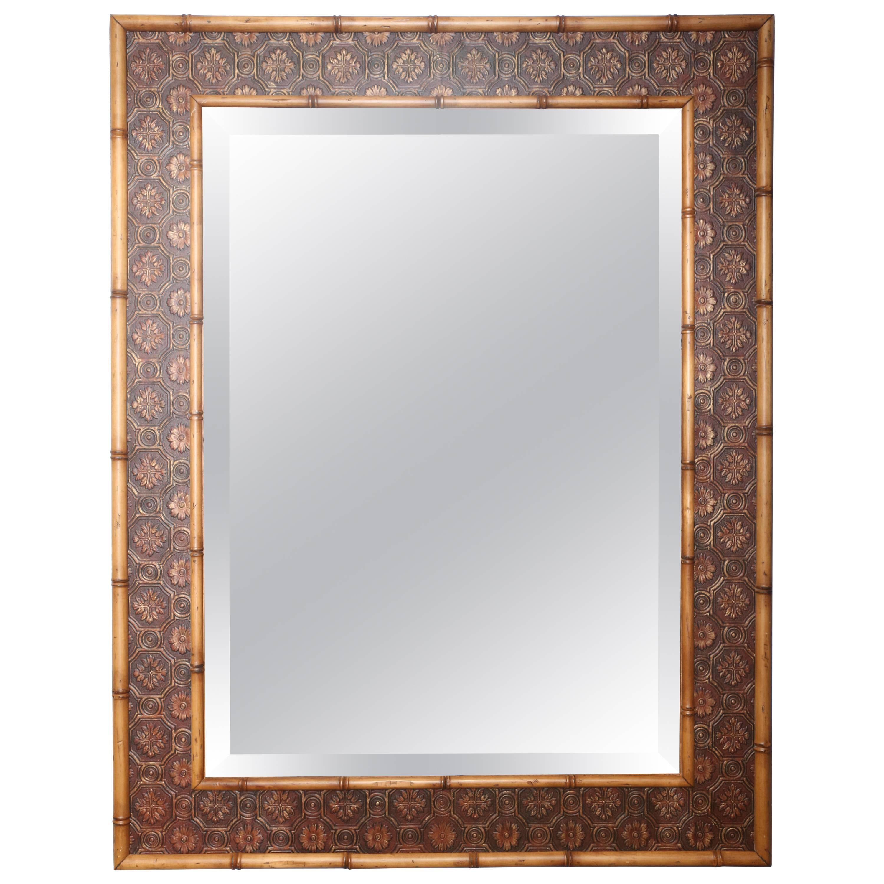 Large Faux Bamboo Bevel Mirror