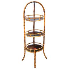 19th Century English Bamboo Lacquer Three-Tier Stand