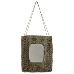 Vintage Ceramic Wall Mirror with Relief Botanical Motif 10