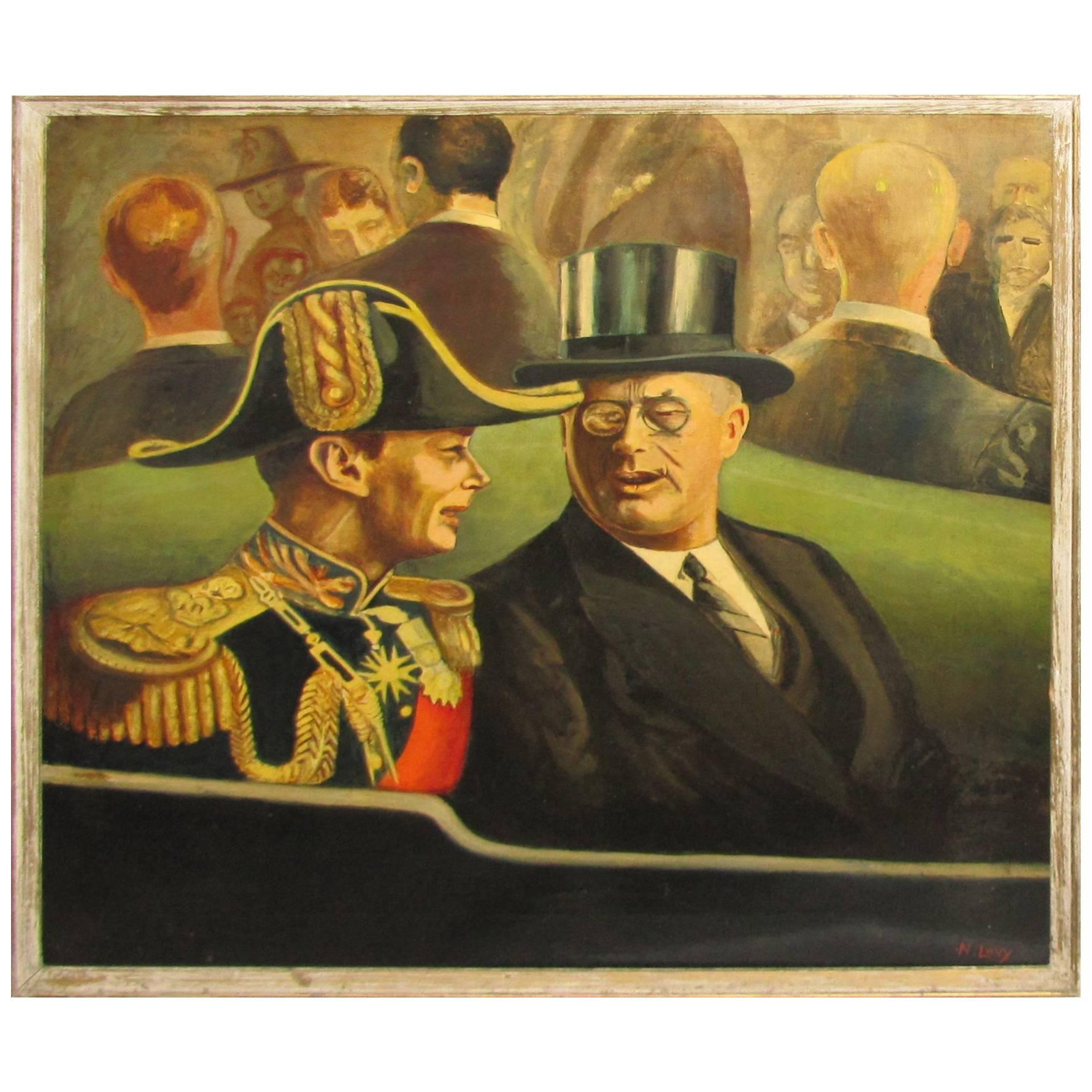1939 Painting FDR and King George by Listed Artist For Sale