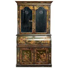 George III Style Japanned Secretary Cabinet, 19th Century 12