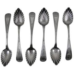 Sterling Silver Citrus Spoons, Bechtel and Eno, 19th C. Philadelphia, Set of Six