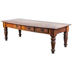 Late 19th Century Three-Drawer Harvest Table or Store Counter