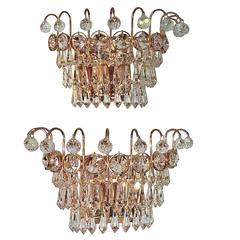 Pair of Palwa Crystal Prism Sconces Mid-Century, German