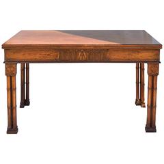 Early 20th Century Faux Bamboo Walnut Flip-Top Dining Table or Game Table