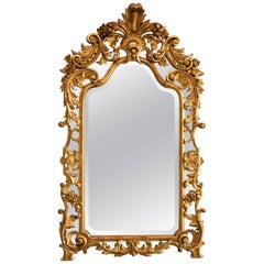 Large Highly Decorative Mid-19th Century Italian Giltwood Mirror
