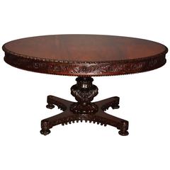 Large Mid-19th Century Anglo-Indian Padouk Circular Centre Table