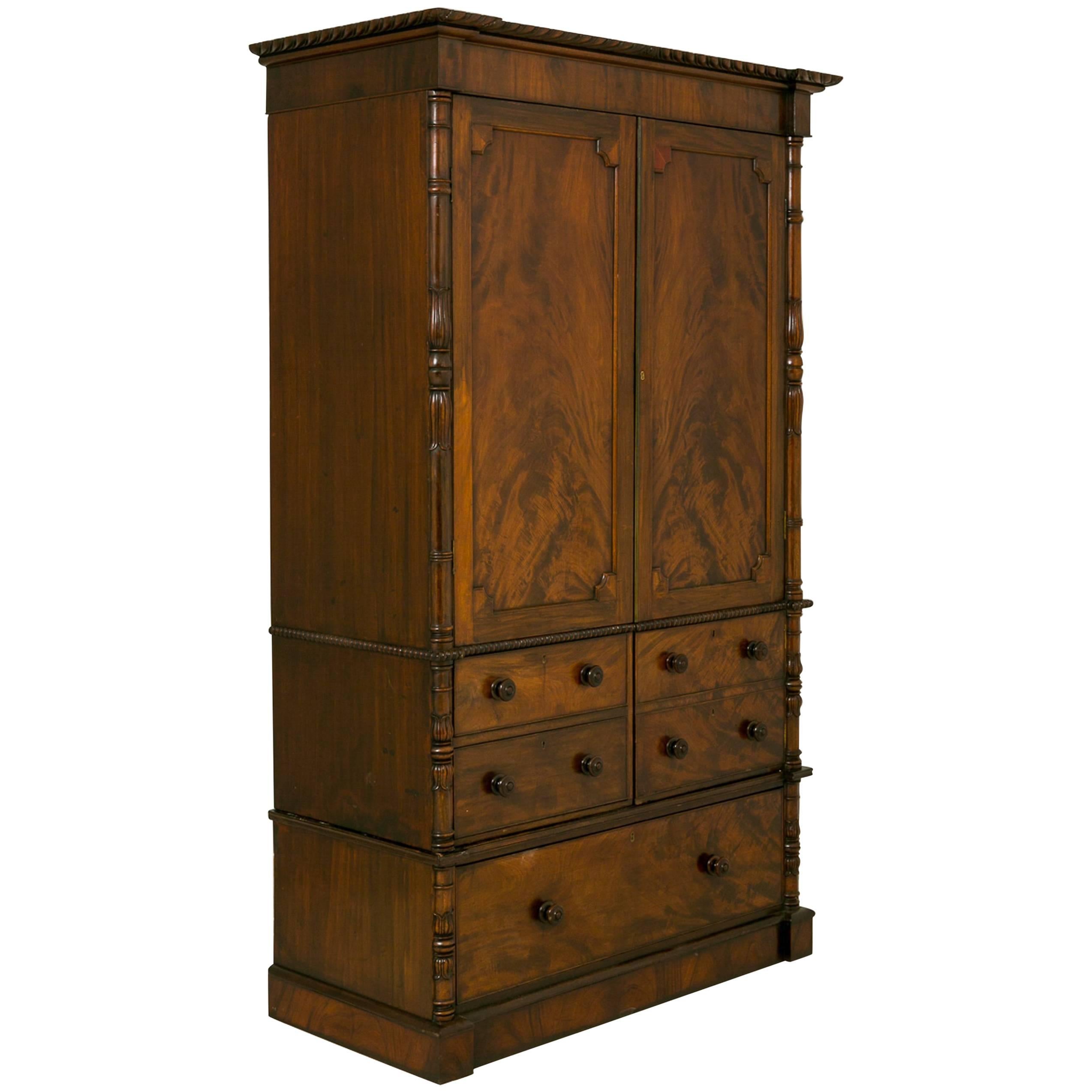 William IV Mahogany Gentleman’s Wardrobe For Sale