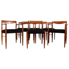 Set of Eight Teak Dining Chairs by H W Klien for Bramin