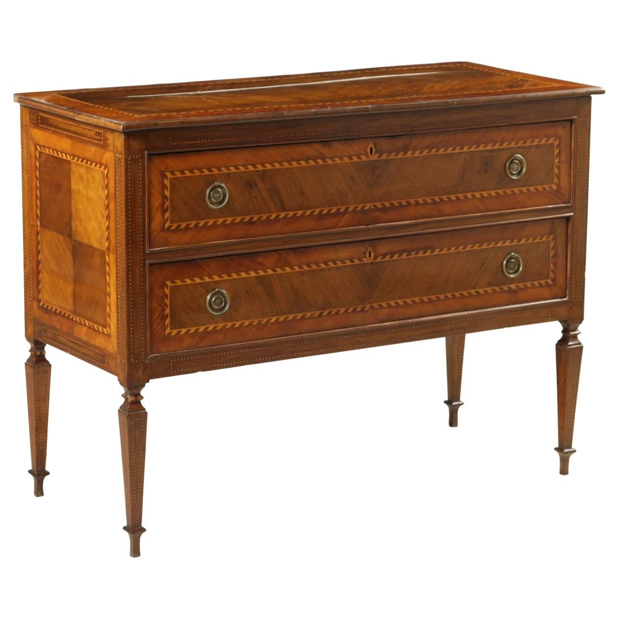 Elegant Late 18th Century Neoclassical Walnut and Cherry Chest of Drawers