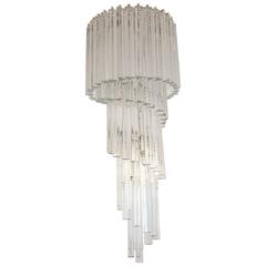 Chandelier by Venini Surrounded by Cut Glass Bars, Italy, 1960s 3